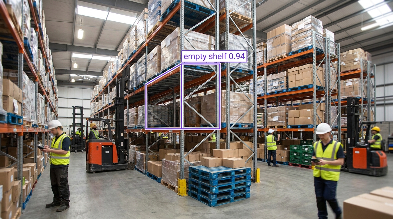 Empty shelf detection in warehouse example