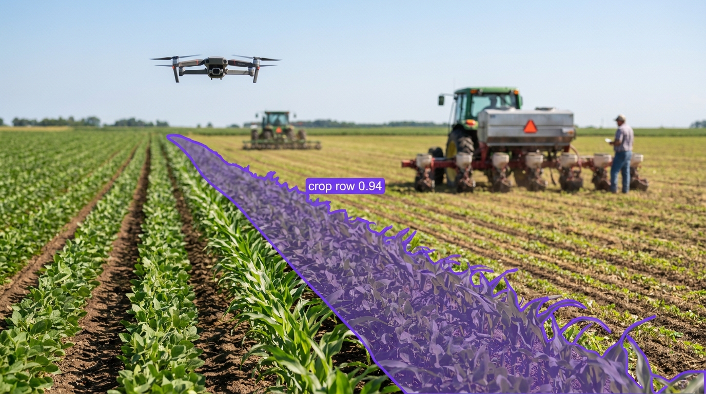 Crop row segmentation example